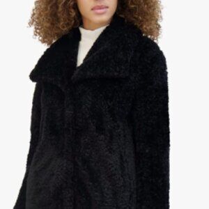 Kenneth Cole Faux Fur Coat with Collar Size S NWT